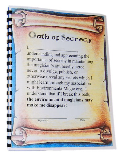 photo of the oath of secrecy inside the environmental magic book